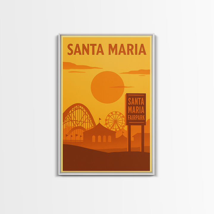Santa Maria California Travel Poster, Canvas Print, Golden Travel Poster Art, Santa Maria Wall Art, Travel Poster Art, City Travel Prints