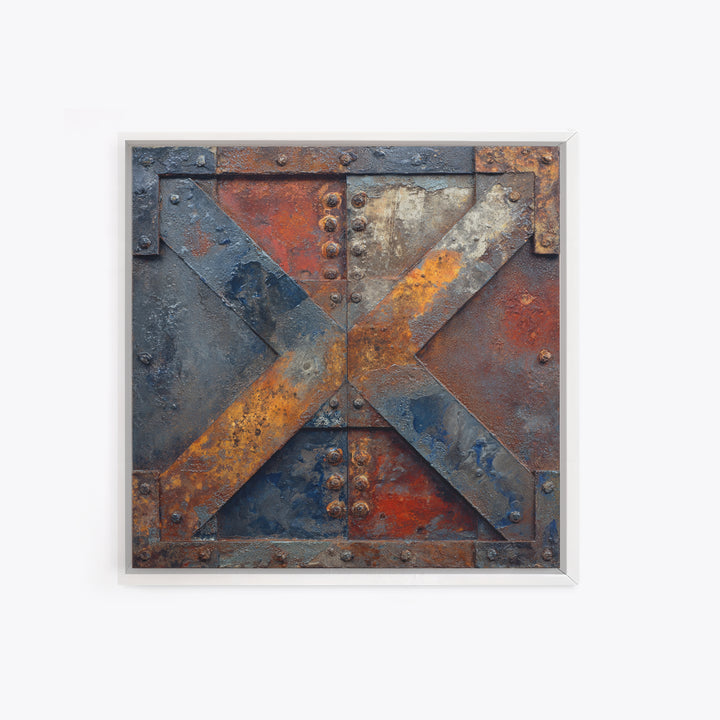 Steel and Rust Texture Abstract Panel Canvas Print, Garage Art, Car Poster, Garage Decor, Abstract Art, Motor, Game Room Art, GAR-1x1-23