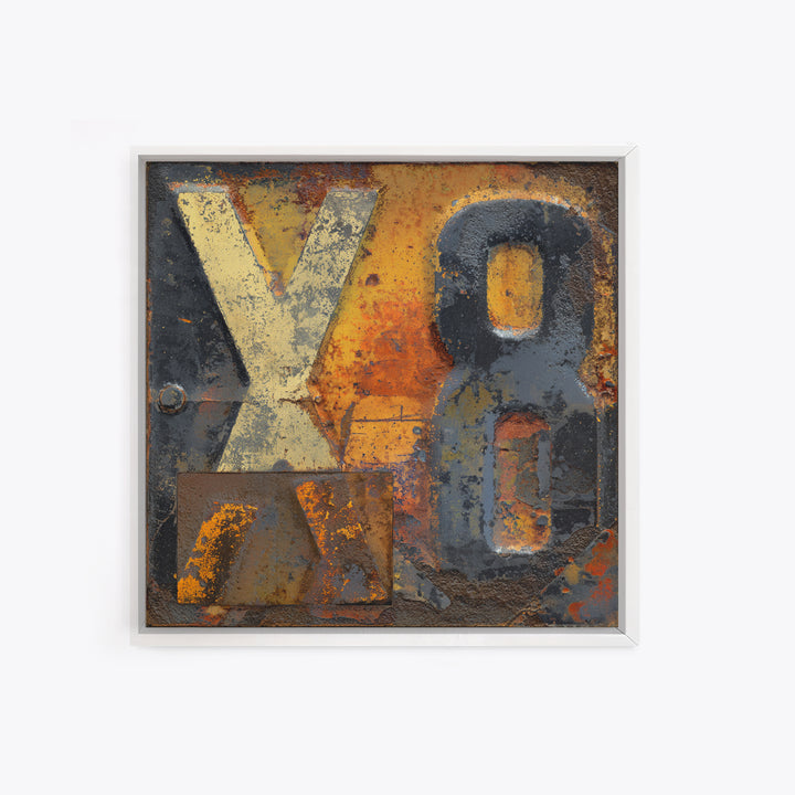Rusty License Plate Collage Framed Canvas Print, Garage Art, Gallery Decor, Garage Decor, Fine Art, Motor, Contemporary Art, GAR-1x1-32