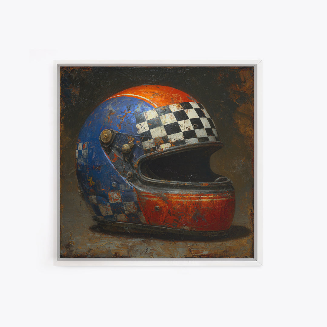 Racing Helmet with Checkered Flag Pattern Canvas Print, Garage Art, Garage Art Poster, Garage Decor, Fine Art, Motor, GAR-1x1-92