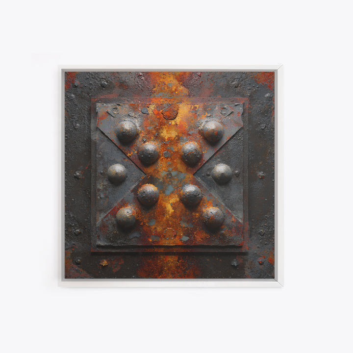 Steel and Rust Texture Abstract Panel Canvas Print, Garage Art, Neutral Decor, Garage Decor, Abstract Art, Motor, Wall Art, GAR-1x1-95