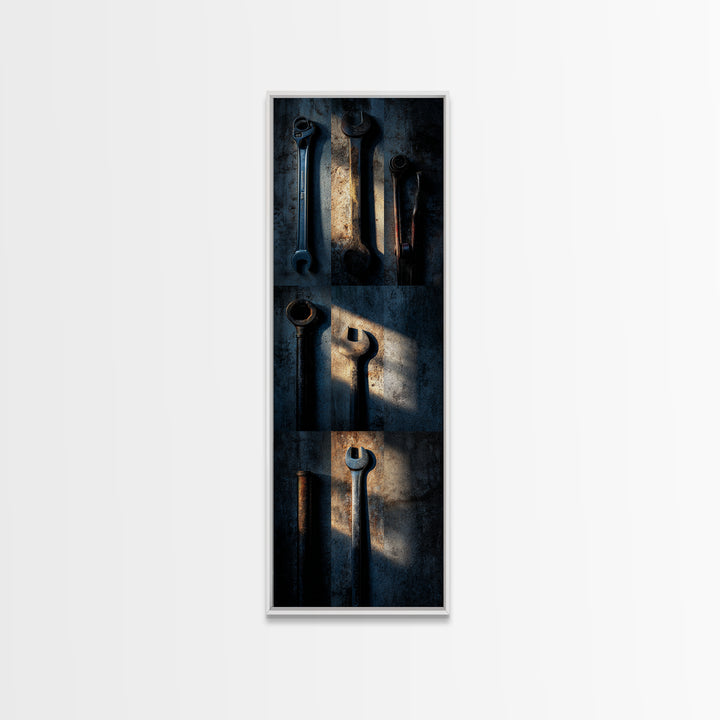 Garage Tool Silhouettes Arranged as Graphic Icons Canvas Print, Garage Art, Garage Art Poster Download, Garage Decor, Motor, GAR-1x3-26