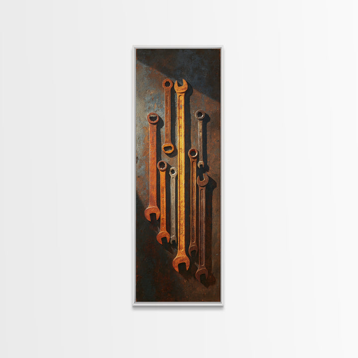 Garage Tool Silhouettes Arranged as Graphic Icons Framed Canvas Print, Garage Art, Fathers Day Art, Garage Decor, Motor, GAR-1x3-50