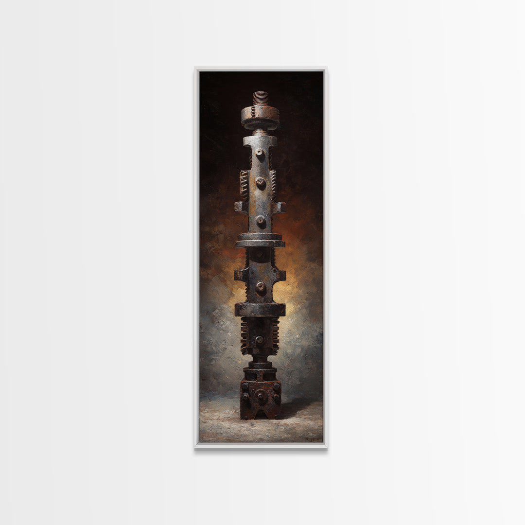 Camshaft and Gears Industrial Still Life Framed Canvas Print, Garage Art, Game Room Art, Garage Decor, Fine Art, Motor, GAR-1x3-75