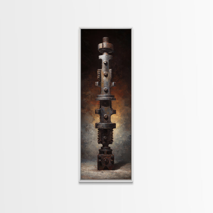 Camshaft and Gears Industrial Still Life Framed Canvas Print, Garage Art, Game Room Art, Garage Decor, Fine Art, Motor, GAR-1x3-75