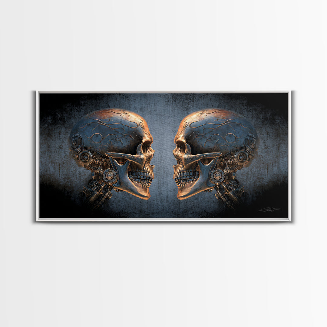 Hot Rod Flaming Skull Canvas Print, Garage Art, Wall Decor, Garage Decor, Fine Art, Motor, Black and White Art, Car Wall Art, GAR-2x1-48