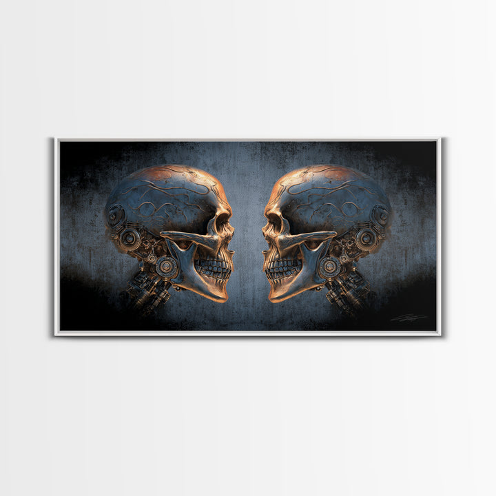 Hot Rod Flaming Skull Canvas Print, Garage Art, Wall Decor, Garage Decor, Fine Art, Motor, Black and White Art, Car Wall Art, GAR-2x1-48