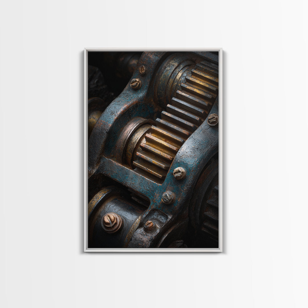 Camshaft and Gears Industrial Still Life Canvas Print, Garage Art, Art Print, Garage Decor, Fine Art, Motor, Canvas Wall Art, GAR-2x3-23