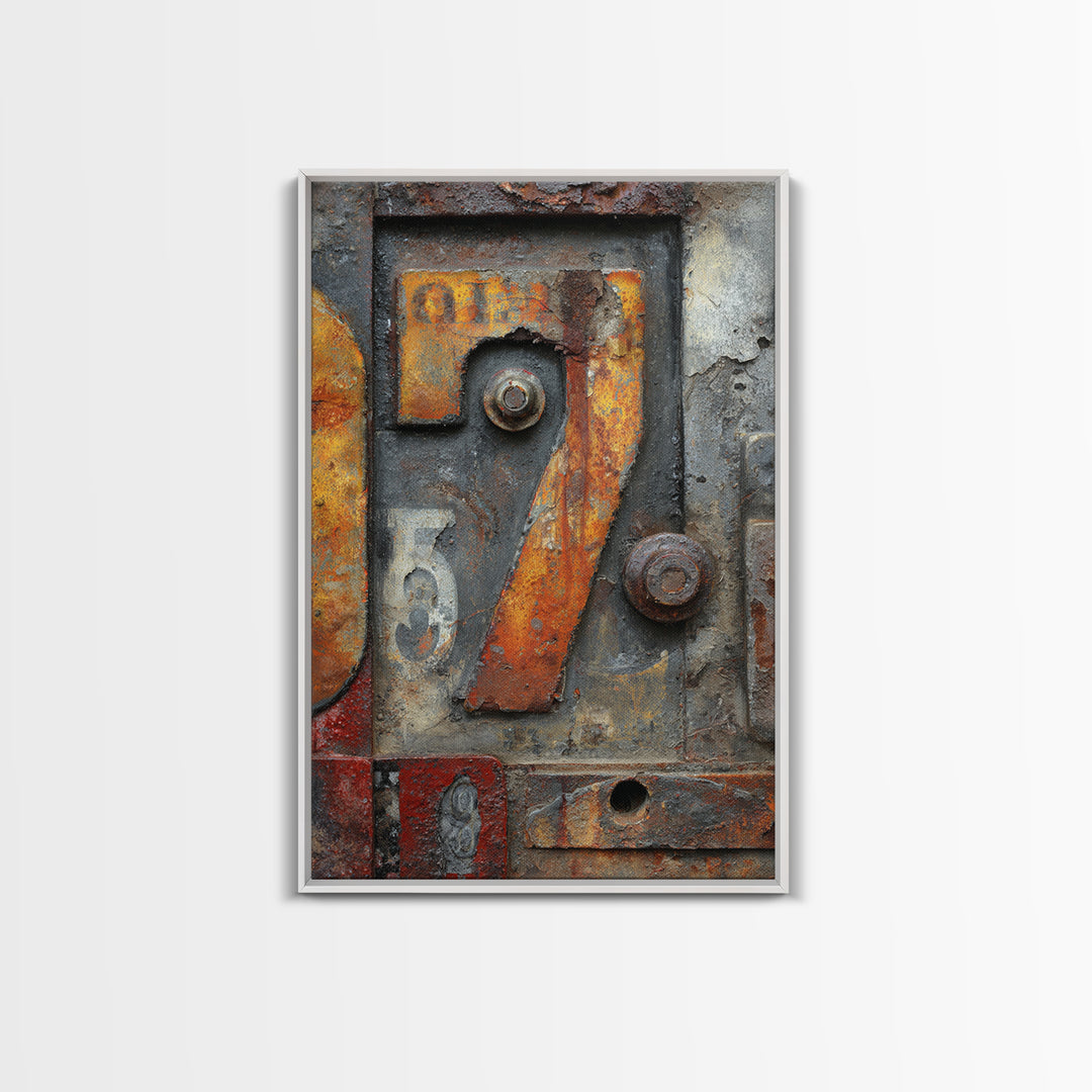 Rusty License Plate Collage Framed Canvas Print, Garage Art, Canvas Wall Art, Garage Decor, Fine Art, Motor, Autumn Wall Art, GAR-2x3-88