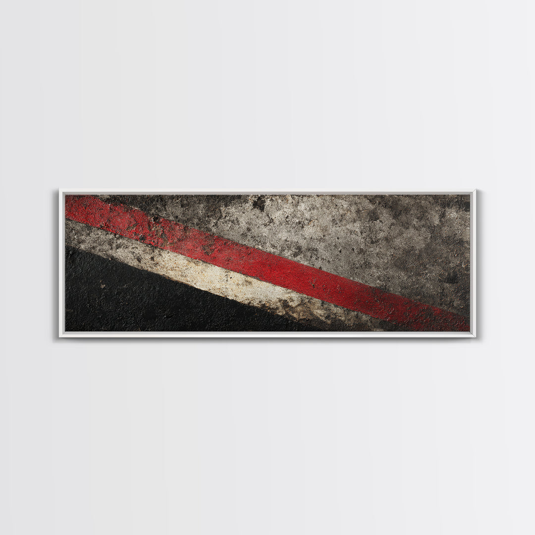 Black and Red Racing Stripe Abstraction Canvas Print, Garage Art, Modern Decor, Garage Decor, Fine Art, Motor, Home Decor, GAR-3x1-100