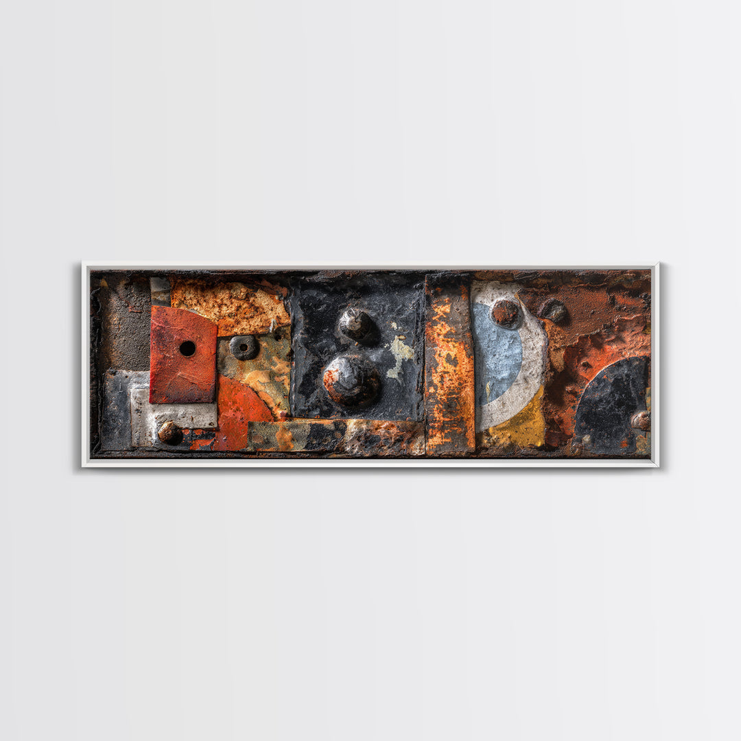 Rusty License Plate Collage Canvas Print, Garage Art, Garage Decor, Fine Art, Motor, Room Decor, Textured Painting, GAR-3x1-24