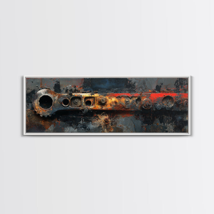Black and Red Racing Stripe Abstraction Framed Canvas Print, Garage Art, Room Decor, Garage Decor, Fine Art, Motor, Canvas Art, GAR-3x1-52
