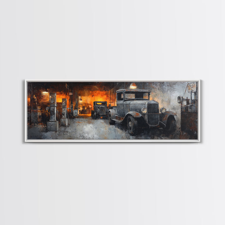 Route 66 Road Scene Without Text Framed Canvas Print, Garage Art, Game Room Art, Garage Decor, Fine Art, Motor, Fine Art Print, GAR-3x1-81