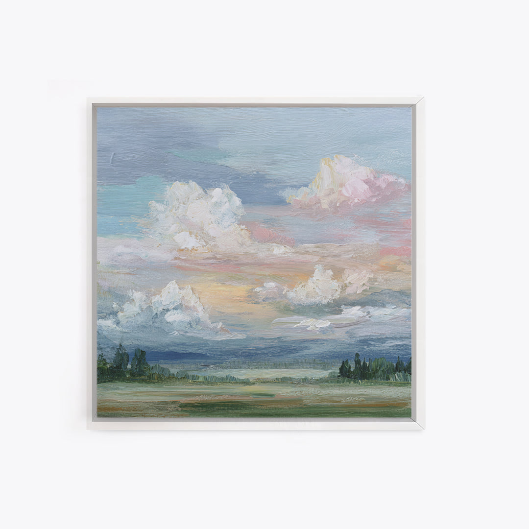 Romantic Cloudscape in Blush and Ivory Framed Canvas Print, Guest Bedroom Art, Digital Print, Bedroom Decor, Fine Art, Guest, GBA-1x1-11