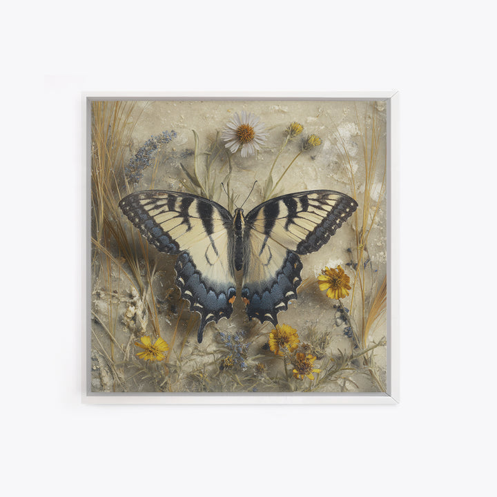 Garden Butterfly and Flowers Specimen Study Canvas Print, Guest Bedroom Art, Wall Art Prints, Bedroom Decor, Fine Art, Guest, GBA-1x1-23