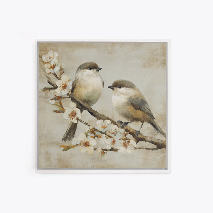 Small Bird Pair on Flowering Branch Framed Canvas Print, Guest Bedroom Art, Home, Bedroom Decor, Guest, Bedroom Wall Art, GBA-1x1-28