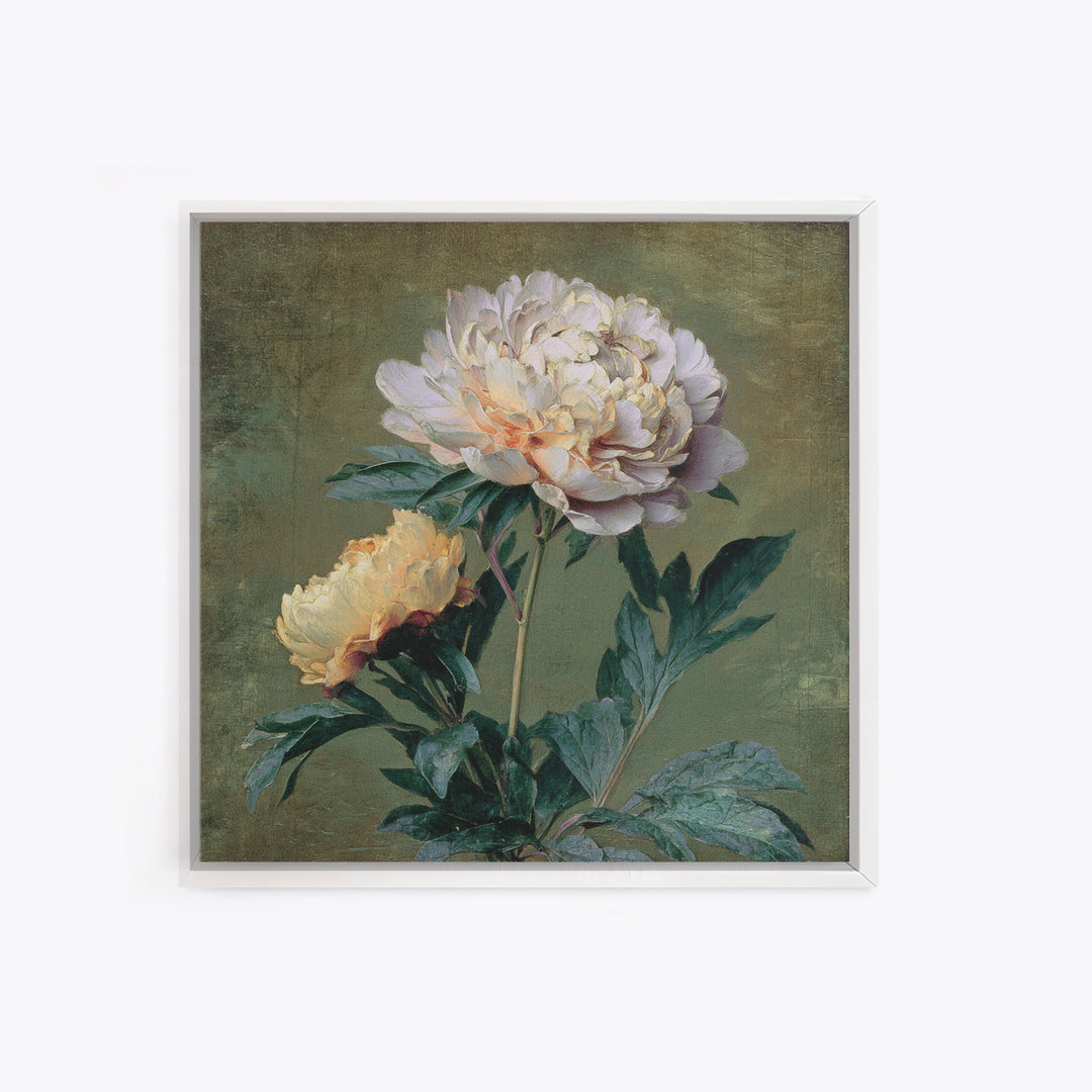 Neutral Peony Painting Framed Canvas Print, Guest Bedroom Art, Statement Artwork, Bedroom Decor, Fine Art, Guest, Wall Decor, GBA-1x1-33