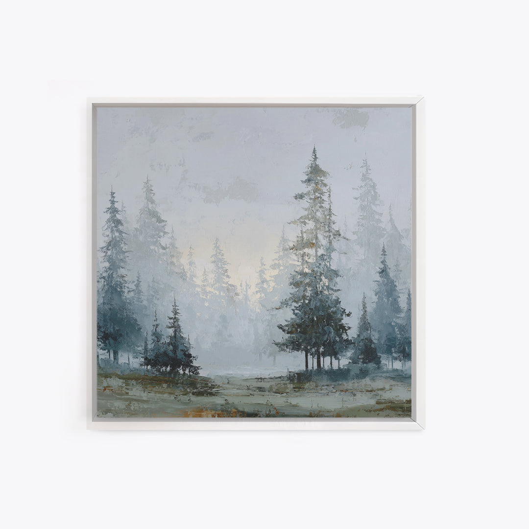 Monochrome Forest Silhouette Framed Canvas Print, Guest Bedroom Art, Bedroom Prints, Bedroom Decor, Guest, Minimalist Decor, GBA-1x1-37