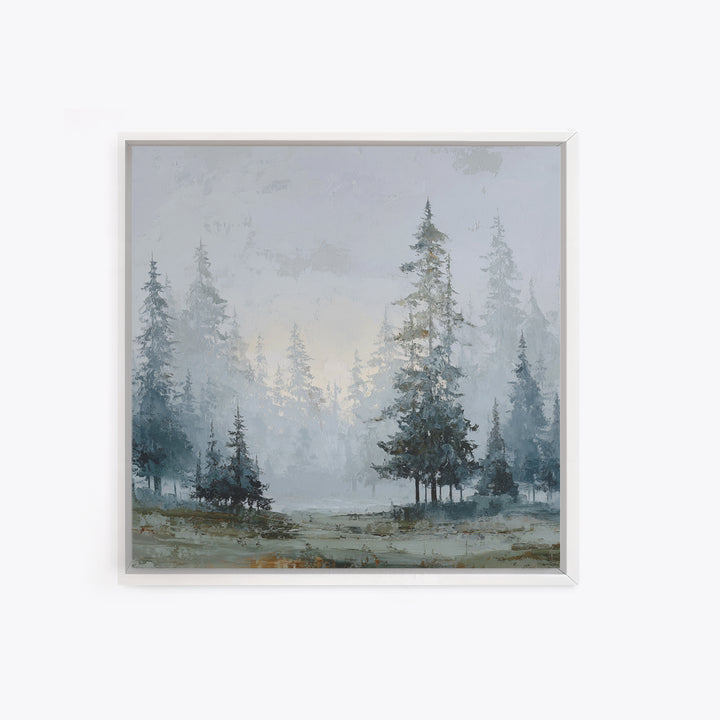 Monochrome Forest Silhouette Framed Canvas Print, Guest Bedroom Art, Bedroom Prints, Bedroom Decor, Guest, Minimalist Decor, GBA-1x1-37