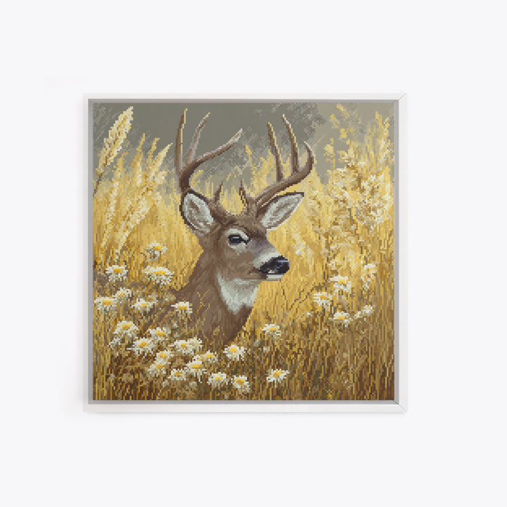 Sunlit Meadow with Delicate Flowers Framed Canvas Print, Guest Bedroom Art, Living Room Wall Art, Bedroom Decor, Guest, GBA-1x1-39