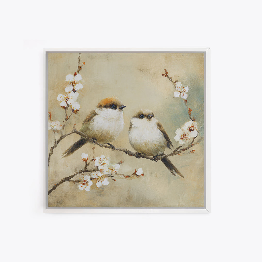 Small Bird Pair on Flowering Branch Canvas Print, Guest Bedroom Art, Home Decor, Bedroom Decor, Fine Art, Guest, Printable Art, GBA-1x1-4