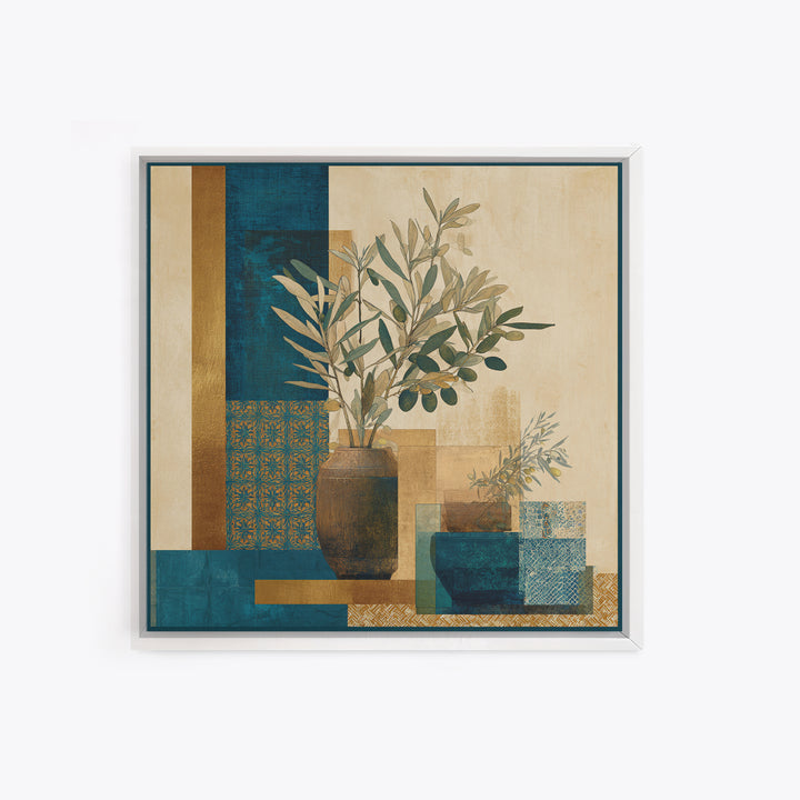 Olive Branch Still Life Framed Canvas Print, Guest Bedroom Art, Gallery Decor, Bedroom Decor, Oil Painting, Guest, GBA-1x1-41