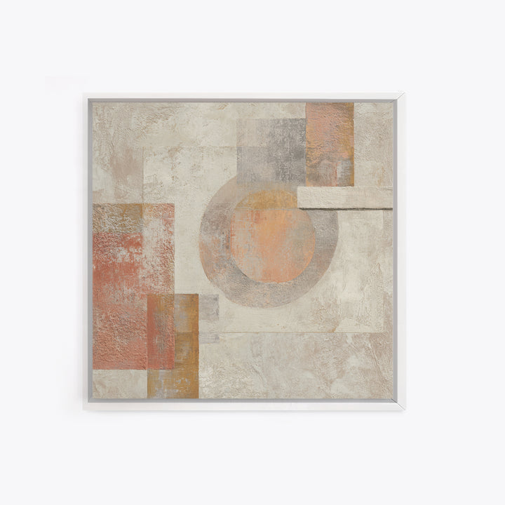 Warm Terracotta Shapes Framed Canvas Print, Guest Bedroom Art, Above Bed Decor, Bedroom Decor, Fine Art, Guest, Boho Decor, GBA-1x1-46