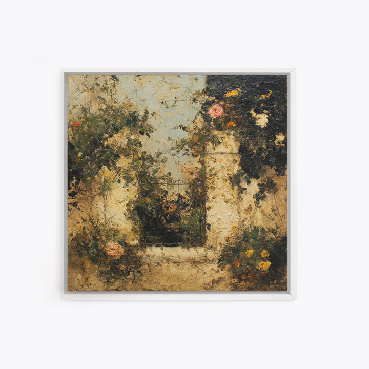Sunlit Meadow with Delicate Flowers Framed Canvas Print, Guest Bedroom Art, Bedroom Prints, Bedroom Decor, Oil Painting, Guest, GBA-1x1-63