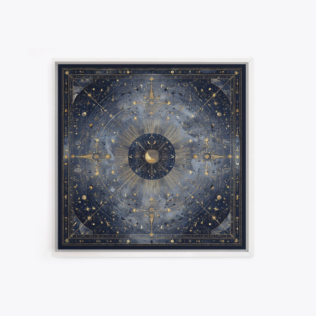 Minimal Moon and Stars Composition Framed Canvas Print, Guest Bedroom Art, Set of 3 Wall Art, Bedroom Decor, Fine Art, Guest, GBA-1x1-64