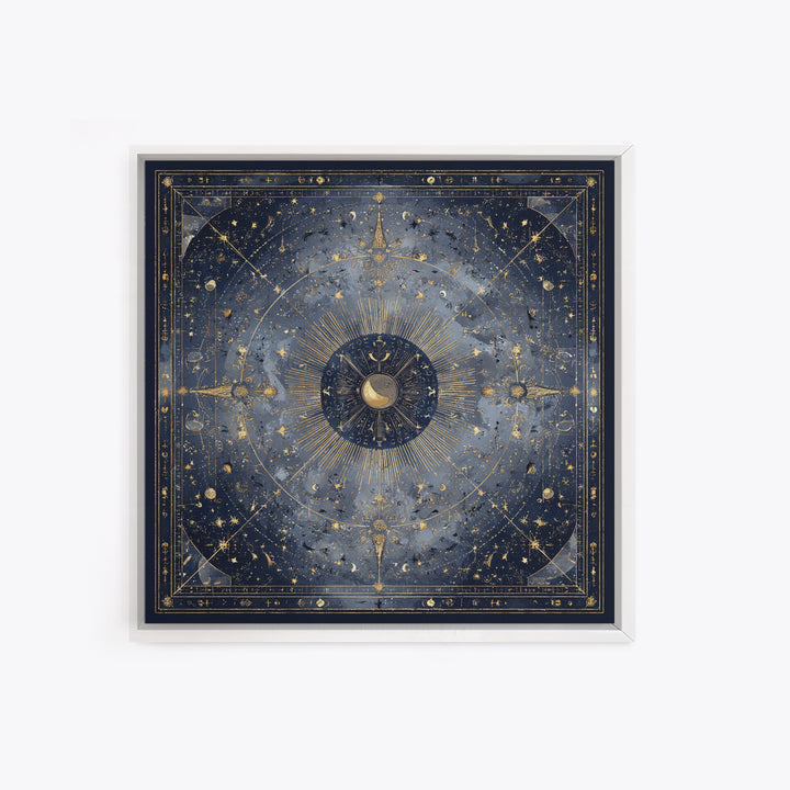 Minimal Moon and Stars Composition Framed Canvas Print, Guest Bedroom Art, Set of 3 Wall Art, Bedroom Decor, Fine Art, Guest, GBA-1x1-64