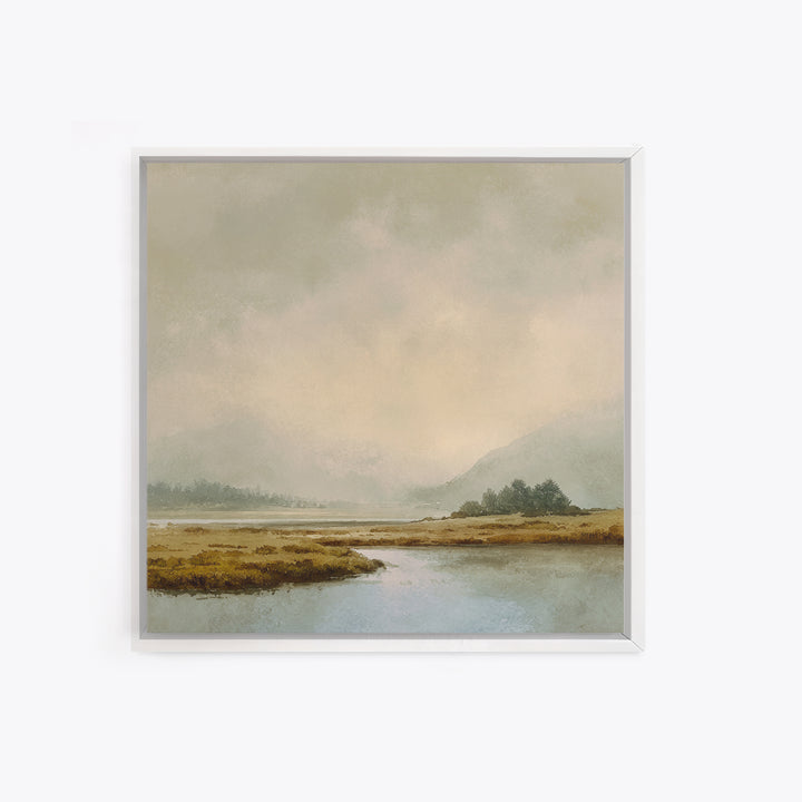 Soft Mountain Horizon Framed Canvas Print, Guest Bedroom Art, Bedroom Decor, Oil Painting, Guest, Above Bed Decor, GBA-1x1-7