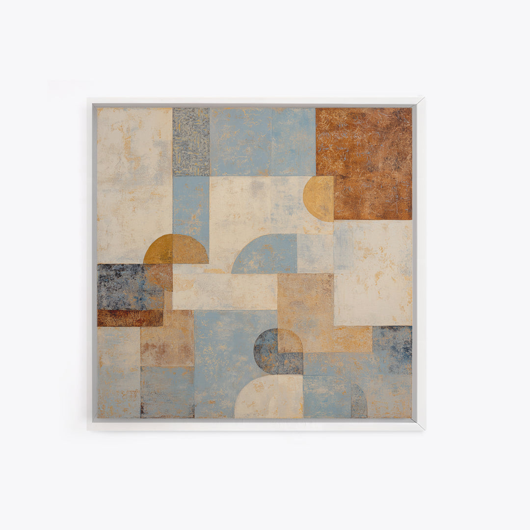 Warm Terracotta Shapes Framed Canvas Print, Guest Bedroom Art, Above Bed Decor, Bedroom Decor, Fine Art, Guest, Boho Decor, GBA-1x1-70