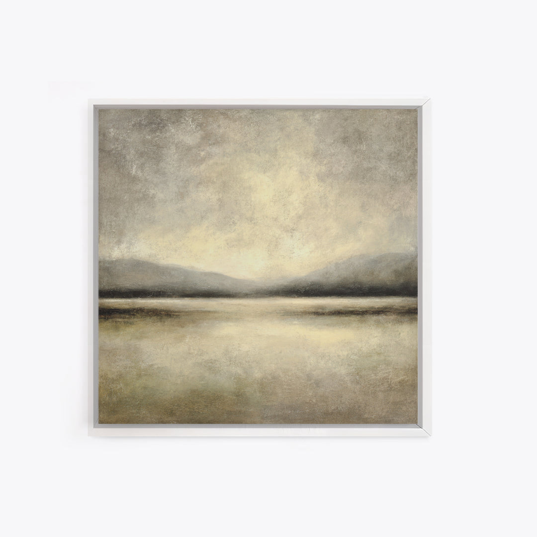 Gentle Rain over Distant Hills Framed Canvas Print, Guest Bedroom Art, Minimalist Wall Art, Bedroom Decor, Abstract Art, Guest, GBA-1x1-72