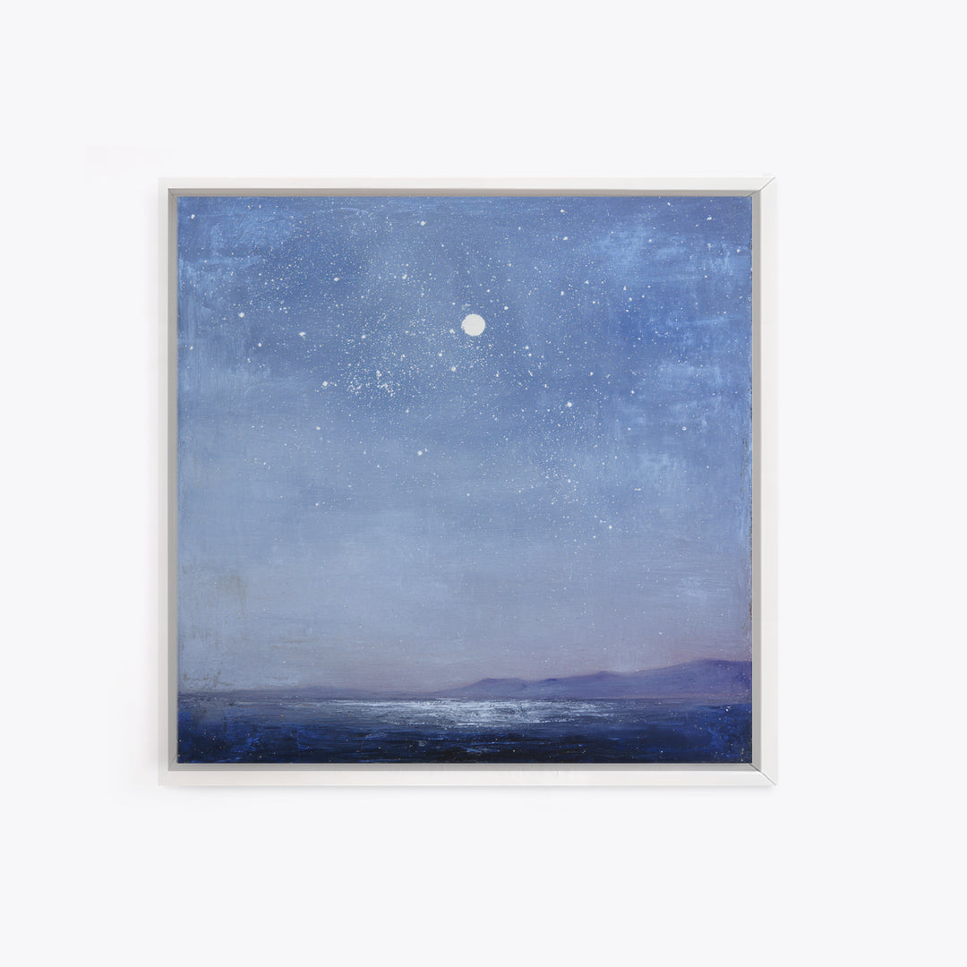 Minimal Moon and Stars Composition Framed Canvas Print, Guest Bedroom Art, Textured Painting, Bedroom Decor, Fine Art, Guest, GBA-1x1-88