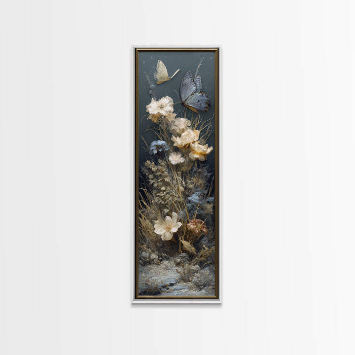 Garden Butterfly and Flowers Specimen Study Canvas Print, Guest Bedroom Art, New Home Gift, Bedroom Decor, Fine Art, Guest, GBA-1x3-11