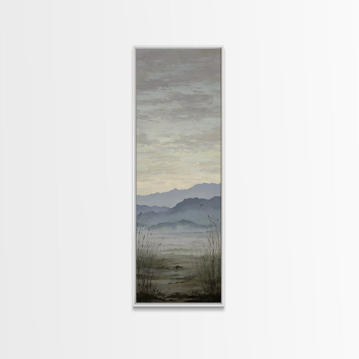 Soft Mountain Horizon Framed Canvas Print, Guest Bedroom Art, Poster, Bedroom Decor, Oil Painting, Guest, Farmhouse Decor, GBA-1x3-19