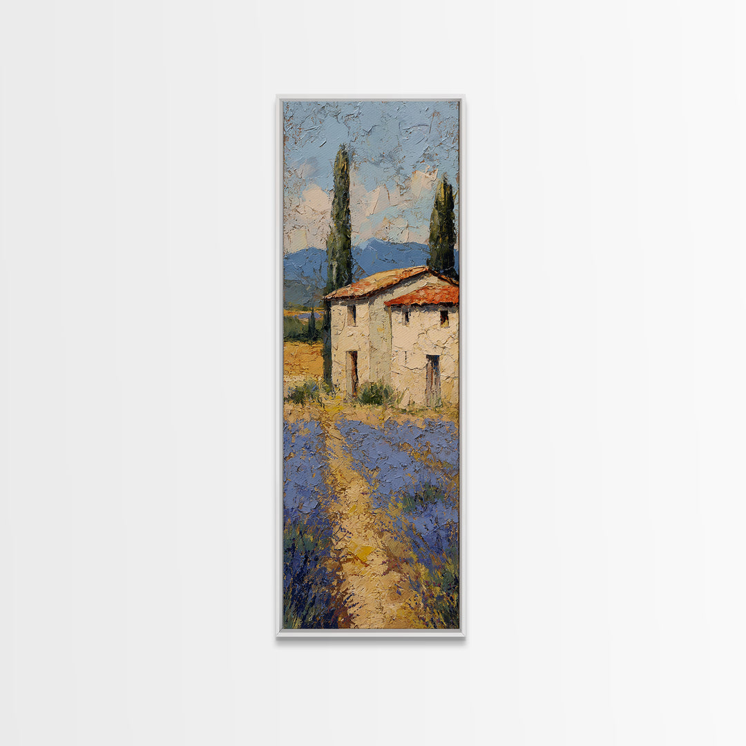 Lavender Field under Pale Sky Framed Canvas Print, Guest Bedroom Art, Prints, Bedroom Decor, Watercolor Art, Guest 331, GBA-1x3-31