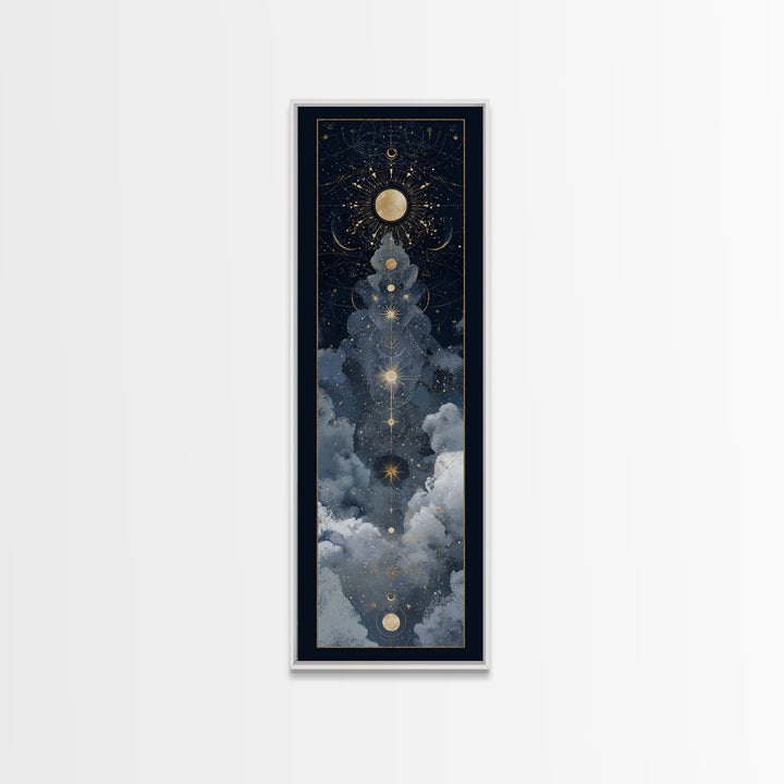 Minimal Moon and Stars Composition Framed Canvas Print, Guest Bedroom Art, Home Decor, Bedroom Decor, Fine Art, Guest, GBA-1x3-52
