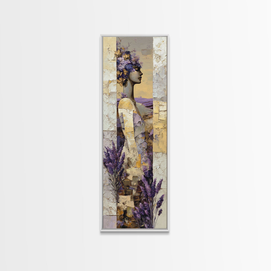 Lavender Field under Pale Sky Canvas Print, Guest Bedroom Art, Bedroom Decor, Oil Painting, Guest, Above Bed Decor, GBA-1x3-55