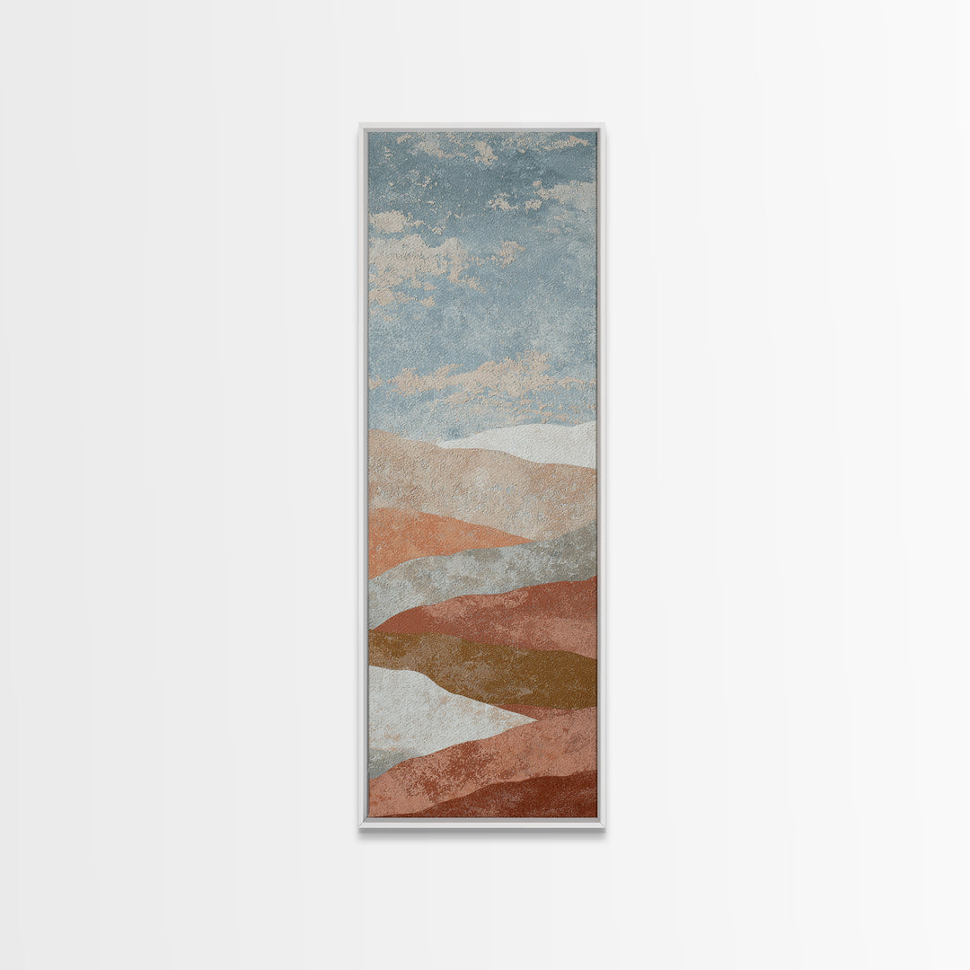 Warm Terracotta Shapes Framed Canvas Print, Guest Bedroom Art, Minimalist Wall Art, Bedroom Decor, Abstract Art, Guest, GBA-1x3-58