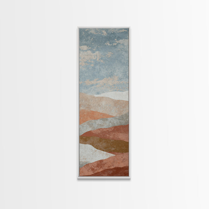 Warm Terracotta Shapes Framed Canvas Print, Guest Bedroom Art, Minimalist Wall Art, Bedroom Decor, Abstract Art, Guest, GBA-1x3-58