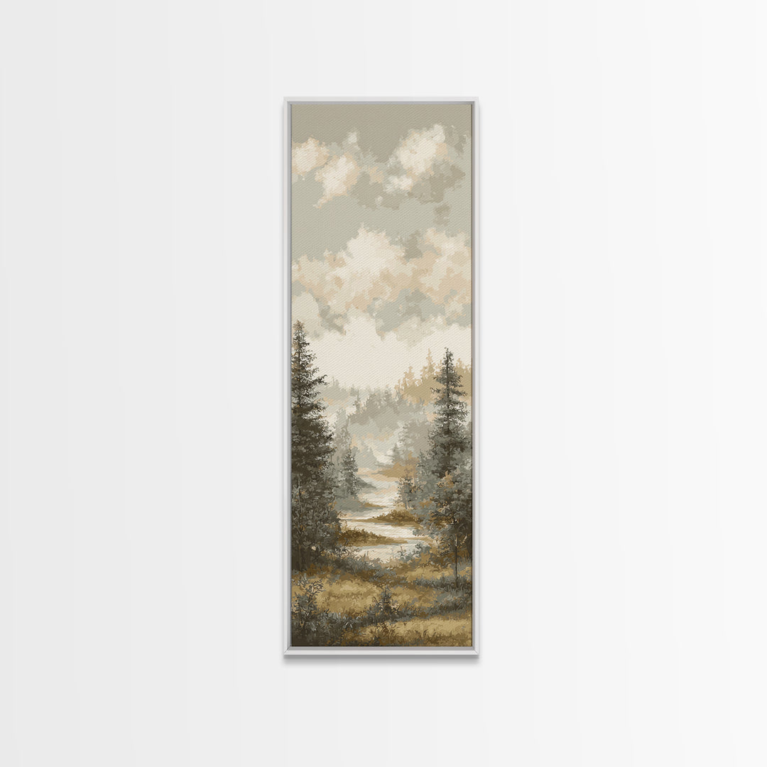 Monochrome Forest Silhouette Canvas Print, Guest Bedroom Art, Prints, Bedroom Decor, Oil Painting, Guest 373, Set of Wall Art, GBA-1x3-73