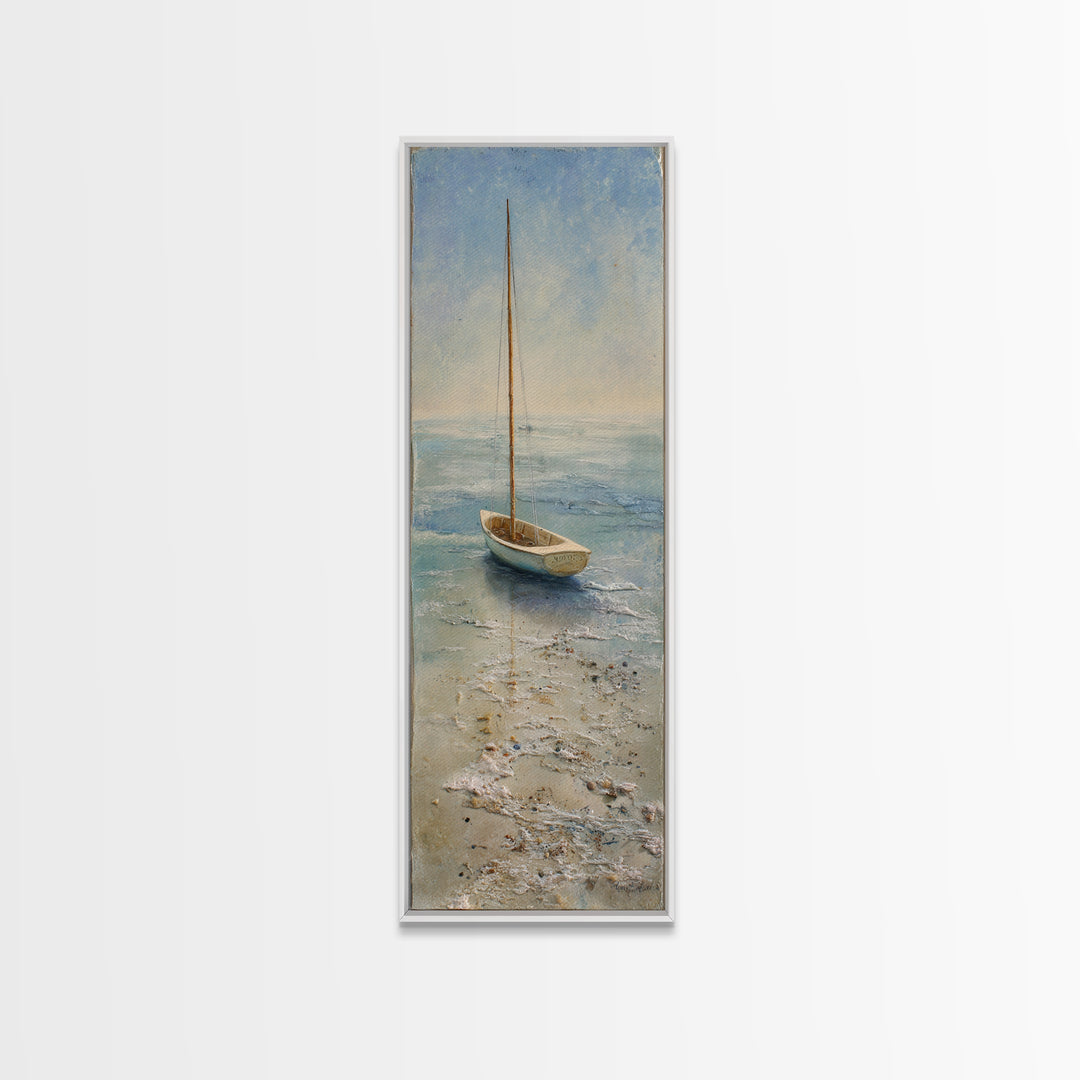Soft Watercolor Sailboat on Quiet Water Canvas Print, Guest Bedroom Art, Bedroom Prints, Bedroom Decor, Fine Art, Guest, GBA-1x3-78
