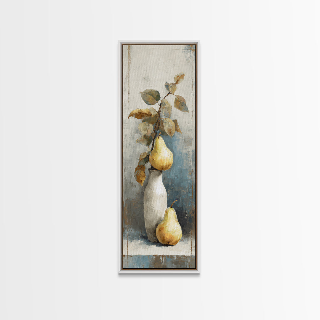 Classic Pear Still Life for Cozy Hospitality Framed Canvas Print, Guest Bedroom Art, Statement Artwork, Bedroom Decor, Guest, GBA-1x3-8