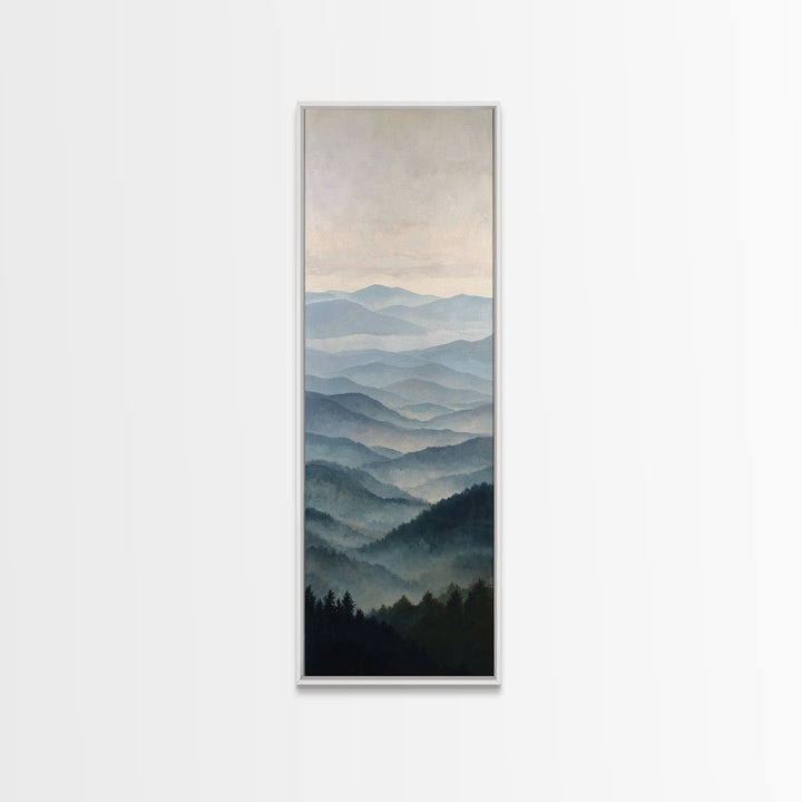 Soft Mountain Horizon Framed Canvas Print, Guest Bedroom Art, Minimalist Wall Art, Bedroom Decor, Fine Art, Guest, Luxury Decor, GBA-1x3-91