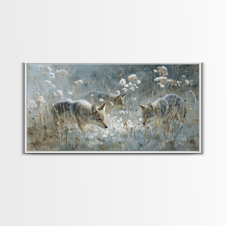 Sunlit Meadow with Delicate Flowers Framed Canvas Print, Guest Bedroom Art, Living Room Wall Art, Bedroom Decor, Guest, GBA-2x1-11