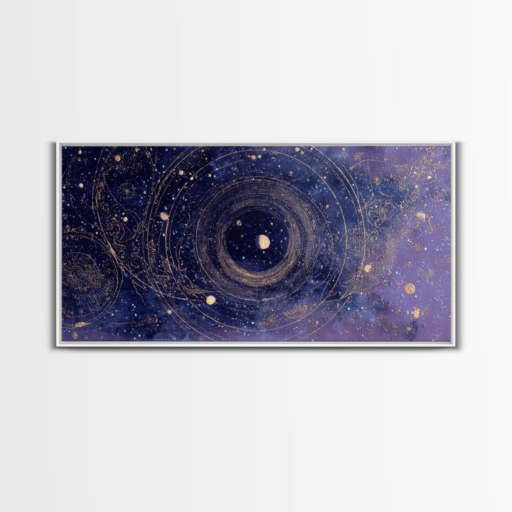 Minimal Moon and Stars Composition Framed Canvas Print, Guest Bedroom Art, Art Print, Bedroom Decor, Fine Art, Guest, GBA-2x1-12