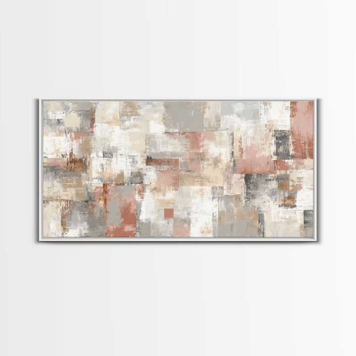 Warm Terracotta Shapes Framed Canvas Print, Guest Bedroom Art, Statement Artwork, Bedroom Decor, Abstract Art, Guest, GBA-2x1-18