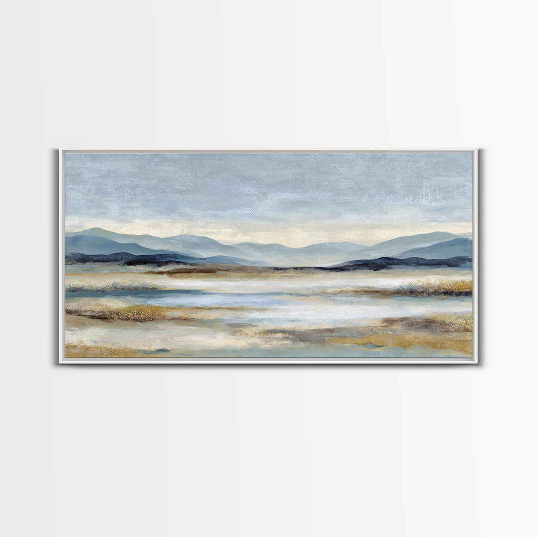 Gentle Rain over Distant Hills Framed Canvas Print, Guest Bedroom Art, Statement Artwork, Bedroom Decor, Fine Art, Guest, GBA-2x1-20