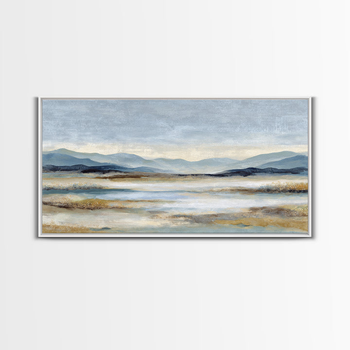 Gentle Rain over Distant Hills Framed Canvas Print, Guest Bedroom Art, Statement Artwork, Bedroom Decor, Fine Art, Guest, GBA-2x1-20